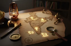 12 ज्योतिर्लिंगों से परे: भारत के छिपे शिव मंदिरों की अंतिम मार्गदर्शिका साहसी तीर्थयात्रियों के लिए भारत के छिपे शिव मंदिरों के स्थान दर्शाता एक ख़ज़ाने का मानचित्र।