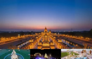 सर्वश्रेष्ठ उज्जैन यात्रा मार्गदर्शिका (2025): महाकाल दर्शन और भस्म आरती उज्जैन में शाम के समय जगमगाता महाकालेश्वर मंदिर और महाकाल लोक कॉरिडोर, एक सर्वश्रेष्ठ उज्जैन यात्रा मार्गदर्शिका (2025)