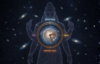 शिव का समय चक्र: युगों, कल्पों और प्रलय को समझना शिव का समय चक्र, चार युगों के साथ समय की चक्रीय हिंदू अवधारणा को दर्शाता है।