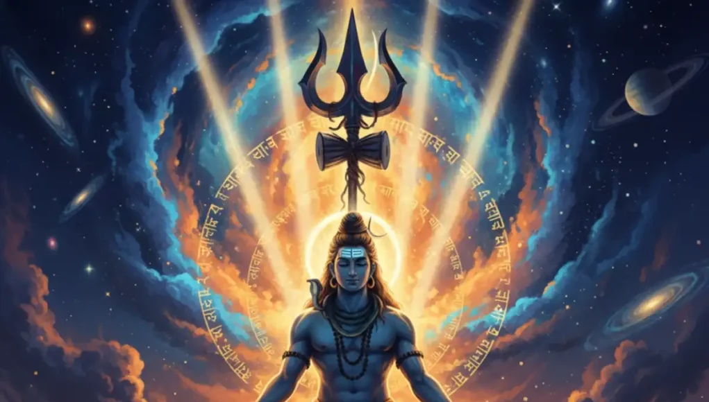 shivpanchakshar-stotram-arth-labh शिवपंचाक्षर स्तोत्र के संस्कृत श्लोक एक प्राचीन स्क्रॉल पर, जो इसकी पवित्र शक्ति को दर्शाते हैं।