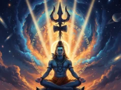 शिवपंचाक्षर स्तोत्र: “ॐ नमः शिवाय” की शक्ति, अर्थ और लाभ शिवपंचाक्षर स्तोत्र के संस्कृत श्लोक एक प्राचीन स्क्रॉल पर, जो इसकी पवित्र शक्ति को दर्शाते हैं।