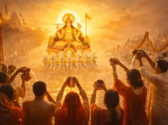 उज्जैन में मकर संक्रांति 2026: तिथि, पुण्य काल, महापुण्य काल, संक्रांति फल एवं संपूर्ण पूजा-विधि उज्जैन में मकर संक्रांति पर सूर्य देव की पूजा करते श्रद्धालु और अर्घ्य अर्पण