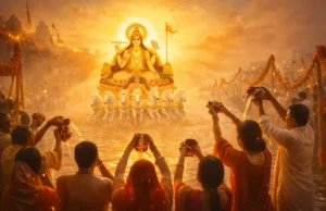 उज्जैन में मकर संक्रांति 2026: तिथि, पुण्य काल, महापुण्य काल, संक्रांति फल एवं संपूर्ण पूजा-विधि उज्जैन में मकर संक्रांति पर सूर्य देव की पूजा करते श्रद्धालु और अर्घ्य अर्पण