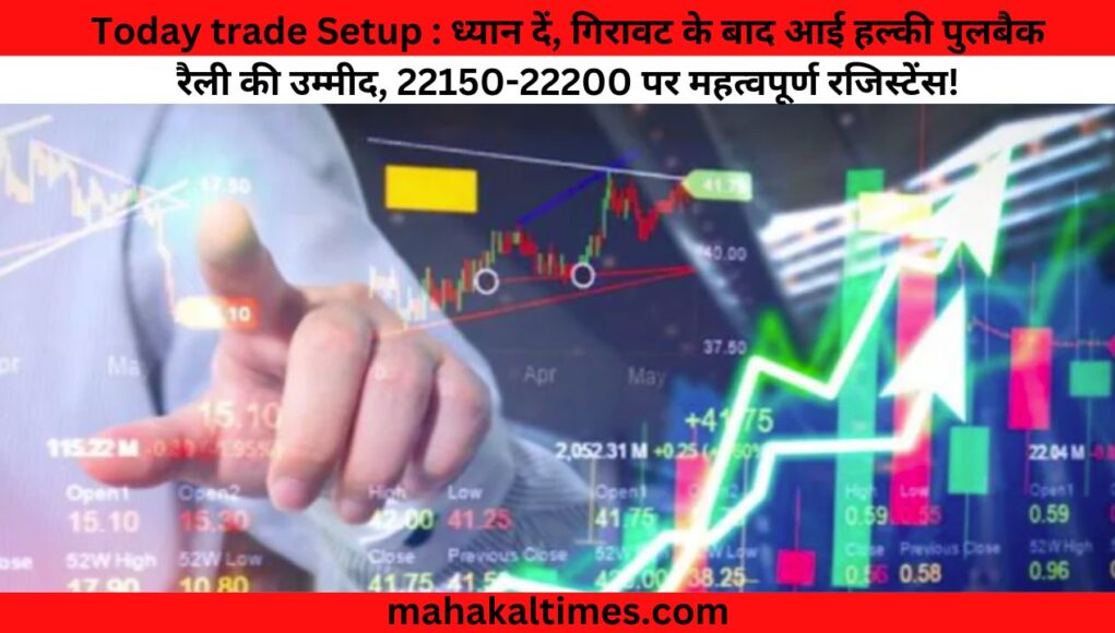 Today trade Setup : ध्यान दें, गिरावट के बाद आई हल्की पुलबैक रैली की उम्मीद, 22150-22200 पर महत्वपूर्ण रजिस्टेंस!