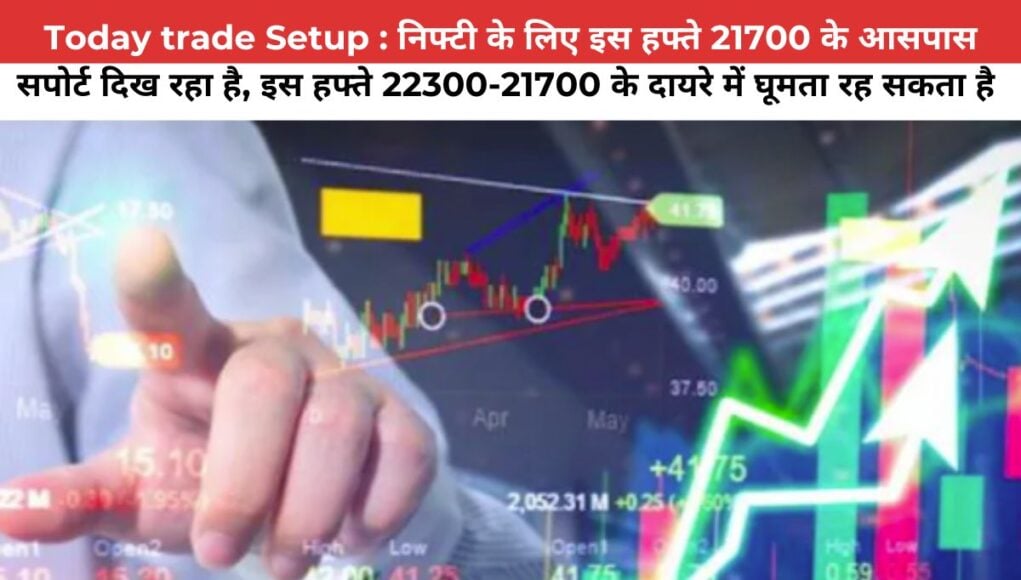 Today trade Setup : निफ्टी के लिए इस हफ्ते 21700 के आसपास सपोर्ट दिख रहा है, इस हफ्ते 22300-21700 के दायरे में घूमता रह सकता है 