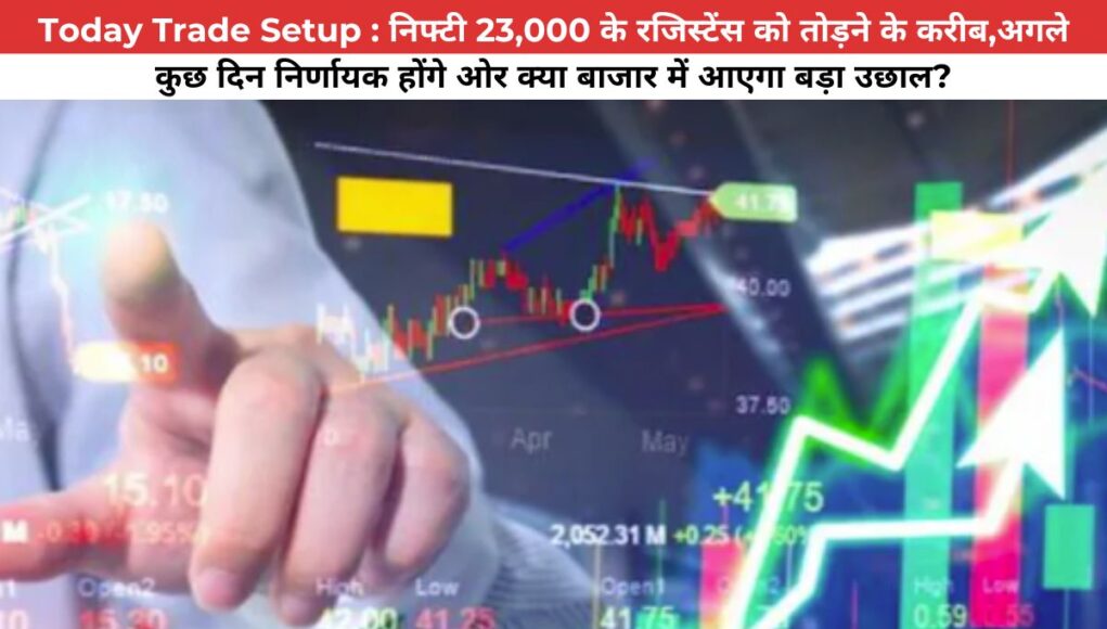 Today Trade Setup : निफ्टी 23,000 के रजिस्टेंस को तोड़ने के करीब,अगले कुछ दिन निर्णायक होंगे ओर क्या बाजार में आएगा बड़ा उछाल?