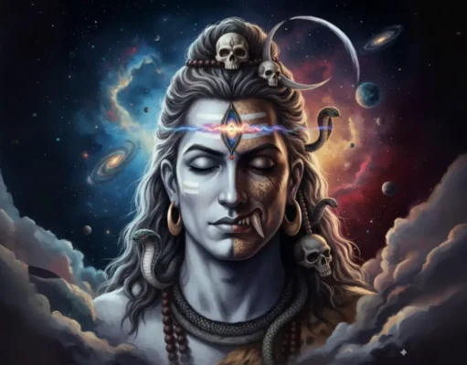 The 7 Profound Esoteric Mysteries of Mahadev: An Ultimate Vedic Guide An artistic depiction of Lord Shiva's dual nature, representing the esoteric mysteries of Mahadev.