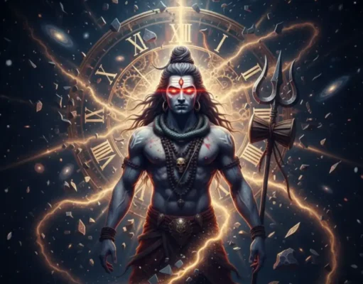The Esoteric Meaning of Mahakal Form: Why Shiva is Lord of Time The esoteric meaning of Mahakal, Lord of Time, with a dissolving clock in the background.