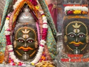 Wednesday Bhasma Aarti: Mahakal Adorned in Silver Tripundra at Dawn Lord Mahakal adorned with silver Tripundra and rudraksha during Wednesday Bhasma Aarti in Ujjain.