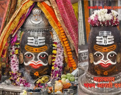 Thursday Bhasma Aarti: Mahakal Appears in a Divine, Powerful Form Lord Mahakal adorned with Tripundra and silver ornaments during Thursday Bhasma Aarti at Mahakaleshwar Temple, Ujjain.