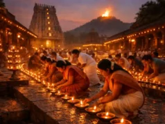 2026 Karthigai Nakshatra Days: Complete Guide for Devotees in Ujjain and Beyond Devotees lighting traditional oil lamps on Karthigai Nakshatra day in devotion to Lord Shiva.