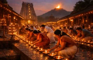 2026 Karthigai Nakshatra Days: Complete Guide for Devotees in Ujjain and Beyond Devotees lighting traditional oil lamps on Karthigai Nakshatra day in devotion to Lord Shiva.