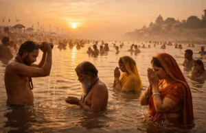Mauni Amavasya 2026: Date, Timings, Significance, and Sacred Bathing Rituals Explained Devotees taking a sacred holy dip in the River Ganga on Mauni Amavasya 2026 at dawn.