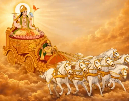 2026 Ratha Saptami Date and Time in Ujjain – Complete Surya Puja Guide Devotees offering arghya to Lord Surya at sunrise during Ratha Saptami in Ujjain.
